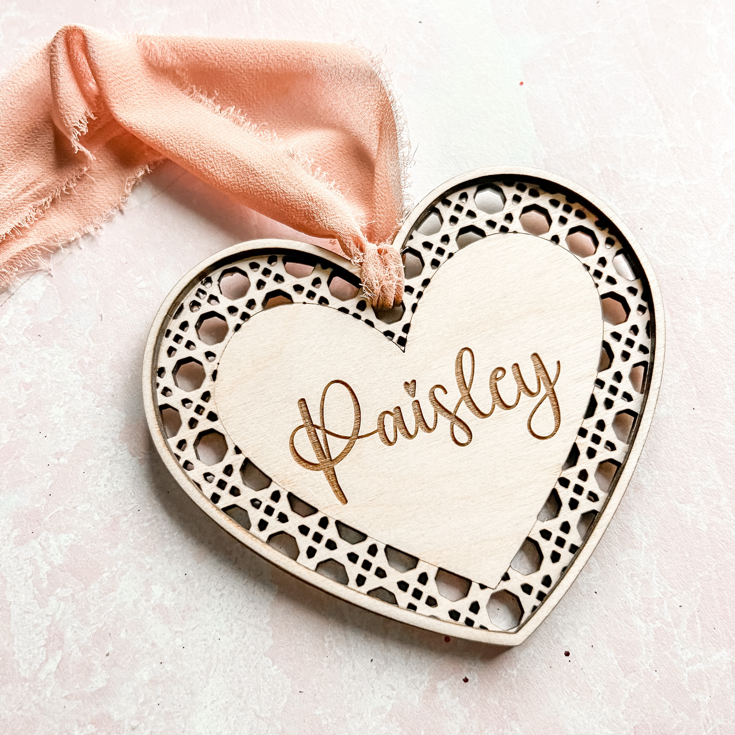 Personalized Valentine's Day Heart Gift Tags – Faux Rattan Design