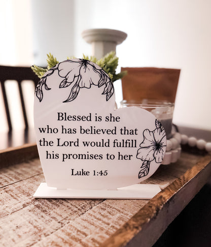 Blessed Is She Acrylic Heart Sign