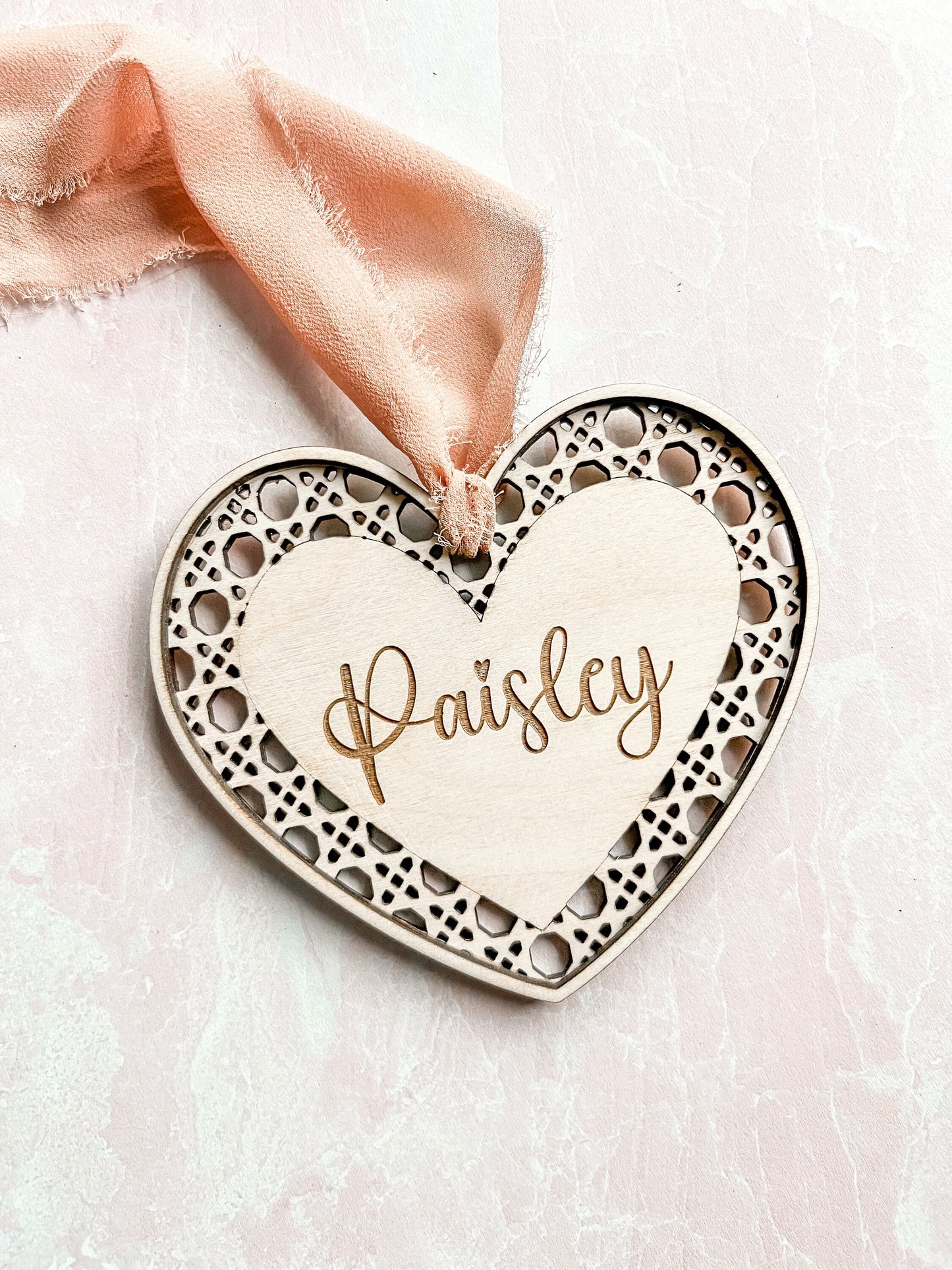 Personalized Valentine's Day Heart Gift Tags – Faux Rattan Design